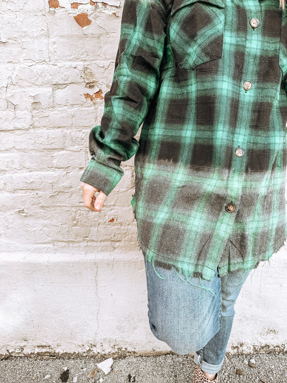 The Tahoe Plaid Flannel in Green Fade