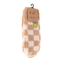  Beige and Camel Checkered Mittens