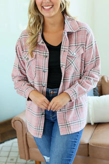  The Norah Plaid Shacket in Pink