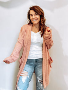  The Lola Knit Cardigan in Dusty Pink