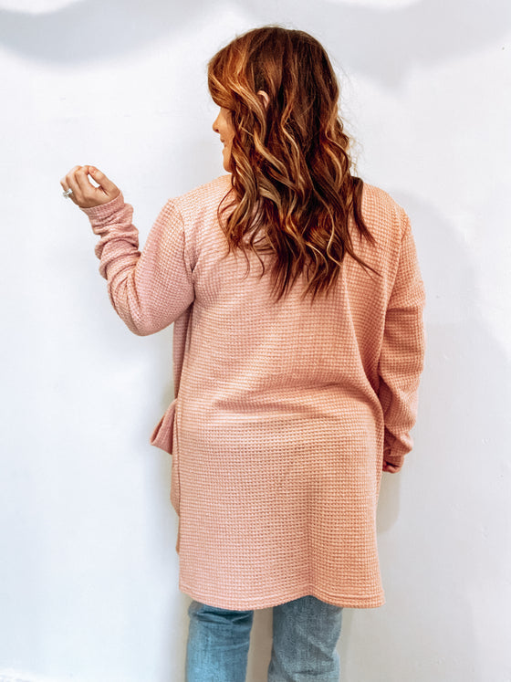 The Lola Knit Cardigan in Dusty Pink