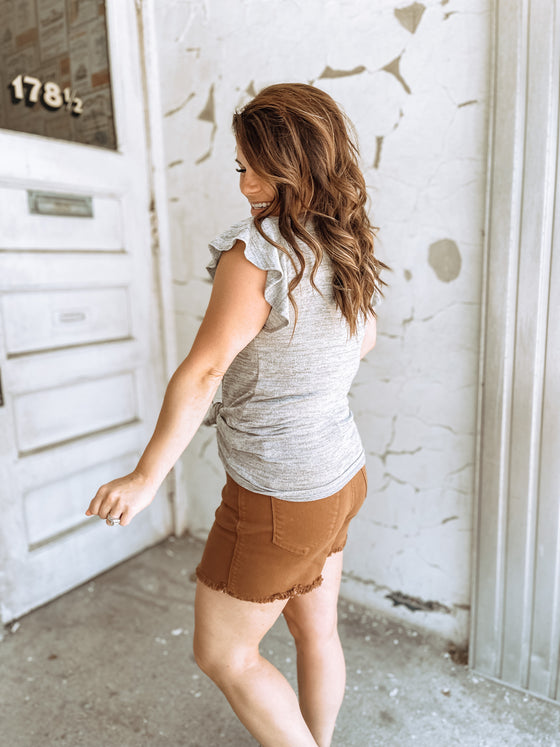 The Tammi Two-Tone Top in Grey