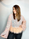 The Starla Sequin and Feather Party Blouse