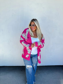  Wild About It Leopard Cardigan in Pink