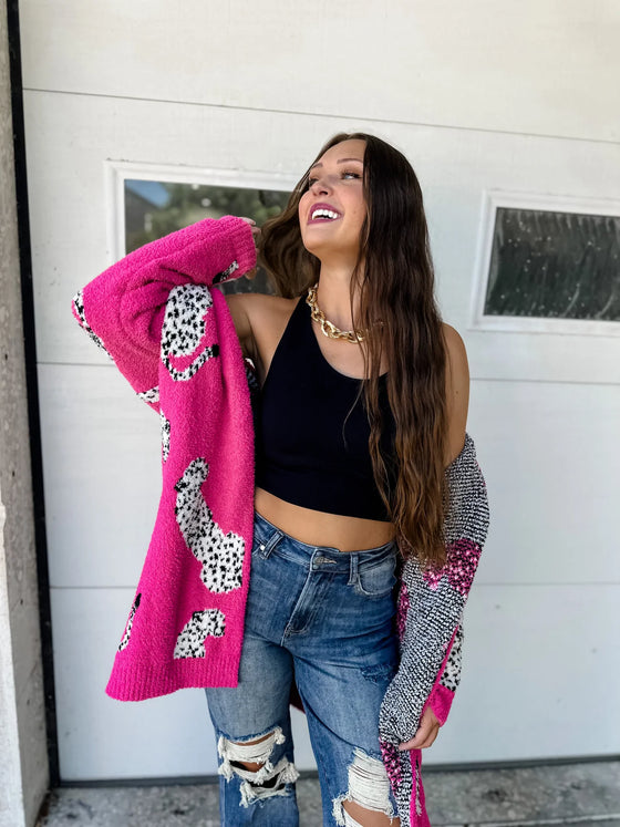 Wild About It Leopard Cardigan in Pink