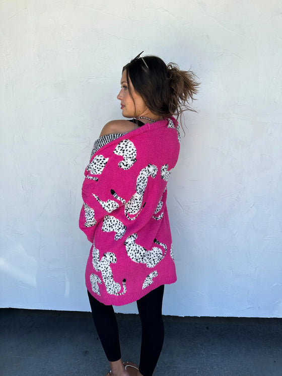 Wild About It Leopard Cardigan in Pink
