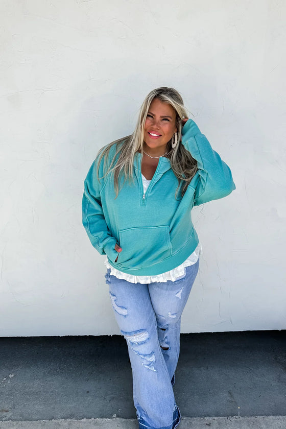 PREORDER Easy Does It Pullover in Aqua