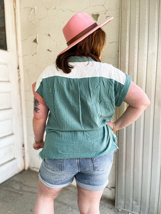 Mint for Me Button-Up Top