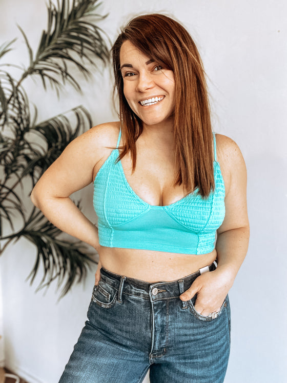 The Sully Smocked Bralette in Mint