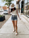 The Pixie Polka Dot Puff Top in White