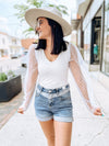 The Pixie Polka Dot Puff Top in White