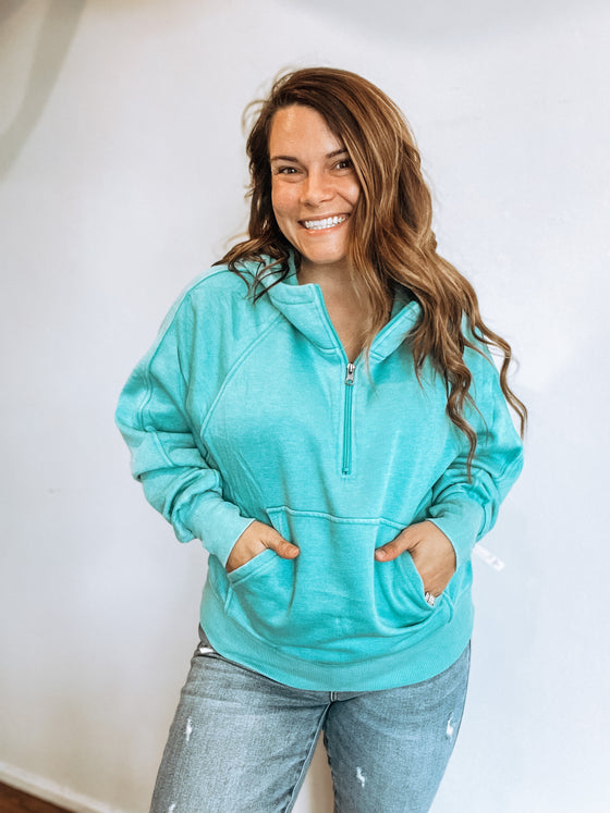 Easy Does It Pullover in Aqua