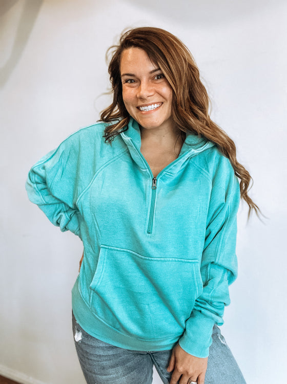 Easy Does It Pullover in Aqua