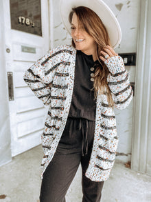  The Striped Miley Dot Cardigan in White