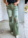 The Daisy Distressed Dad Jean in Olive - 3 INSEAMS