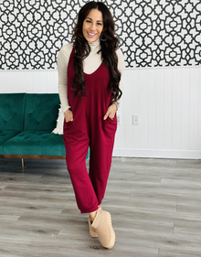  The Becky Baggy Jumpsuit in Burgundy