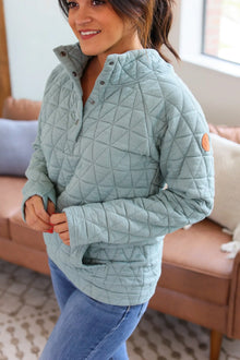  The Gianni Geometric Button Snap Pullover in Sage