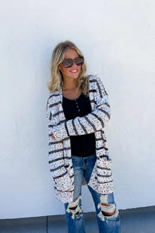  PREORDER The Striped Miley Dot Cardigan in White