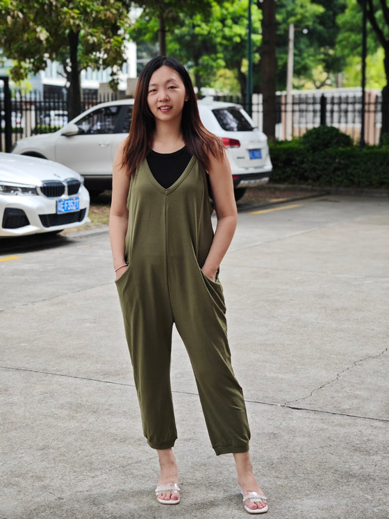 The Becky Baggy Jumpsuit in Olive
