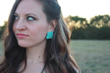  Slab Stud Earrings - White or Green Turquoise