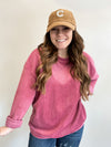 The Charlie Corded Pullover in Dusty Rose