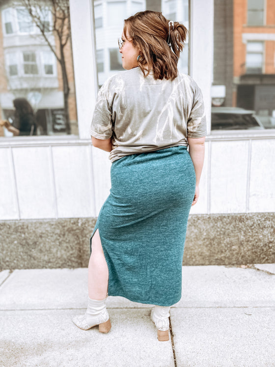 The Mela Midi Skirt in Teal
