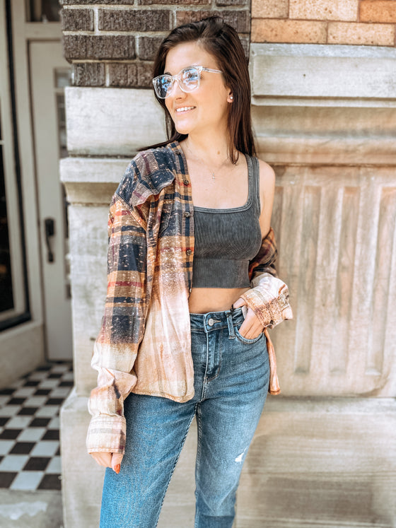 Fall Vibes Distressed Flannel
