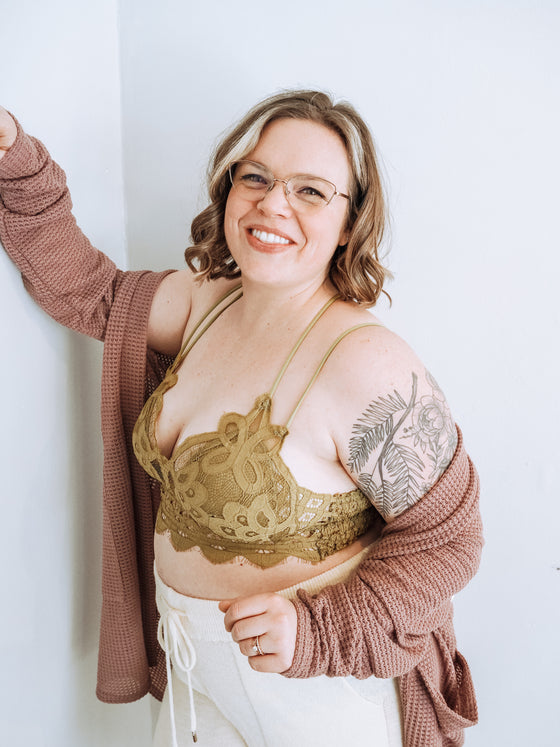 Free Me Lace Bralette in Olive Mustard