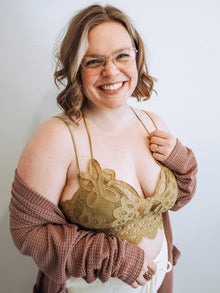  Free Me Lace Bralette in Olive Mustard