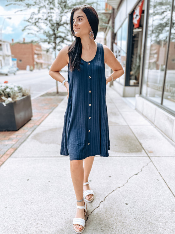 The Nelly Navy Swing Dress