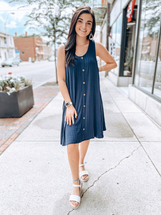 The Nelly Navy Swing Dress