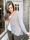The Sawyer Distressed Zip-Up Hoodie in Taupe