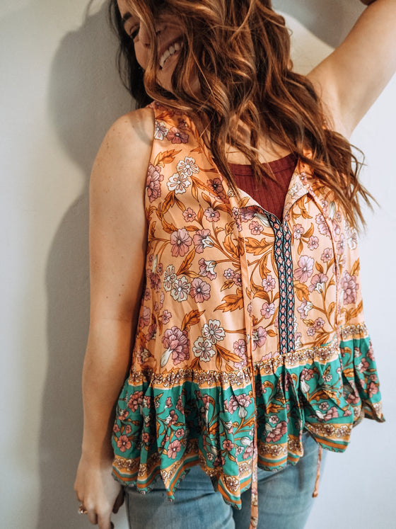 The Paislynn Peplum Tank Top