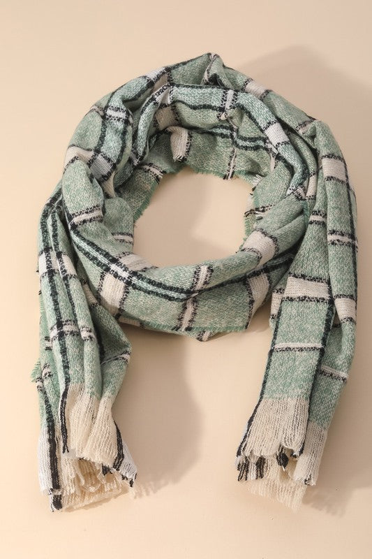 The Pacifica Plaid Scarf in Sage