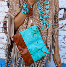 Western Turquoise Marble Wristlet