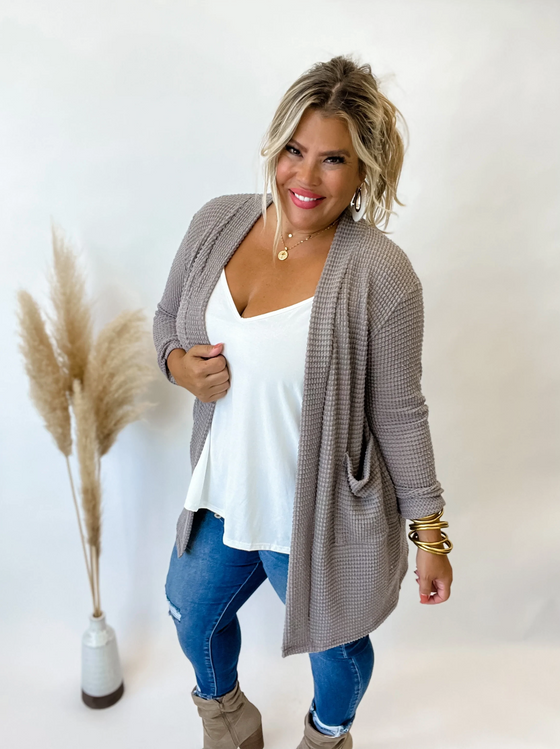 The Lola Knit Cardigan in Taupe