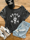 Peace Out Graphic Tee in Charcoal