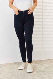  Natalie Navy Garment Dyed Tummy Control Judy Blue Skinny Jeans