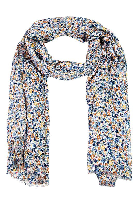 The Maycee Mini Floral Scarf in Blue