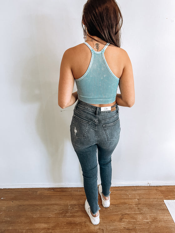 The Waz Washed Cropped Cami in Ice Blue