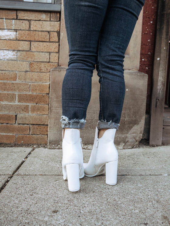 The Walik White Ankle Bootie
