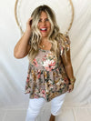 Sloane Floral Top in Taupe