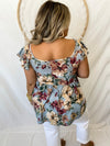 Sloane Floral Top in Blue
