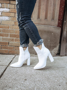  The Walik White Ankle Bootie