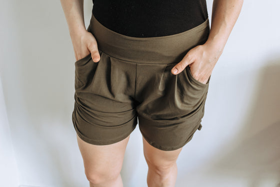 Dark Olive Harem Shorts