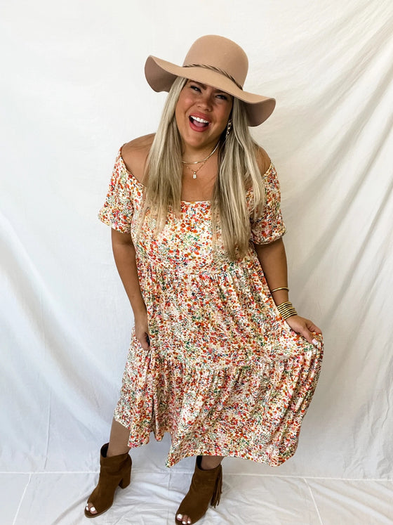 The Amber Floral Dress in White