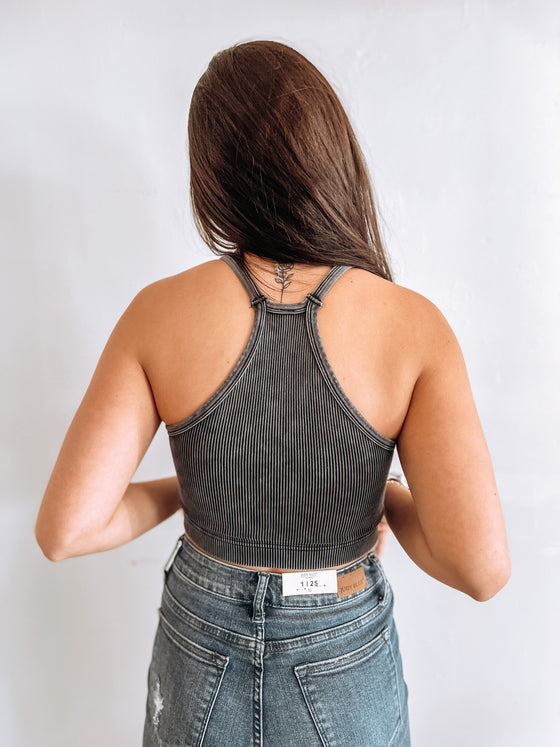 The Waz Washed Cropped Cami in Black